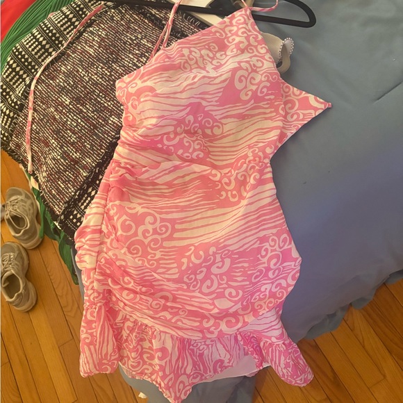 Amanda Uprichard Pink and White Patterned Dress - Picture 1 of 3